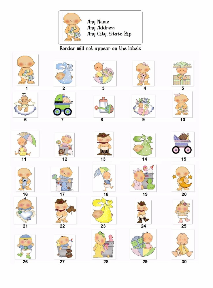 30 Personalized Address Labels Babies (bb1)