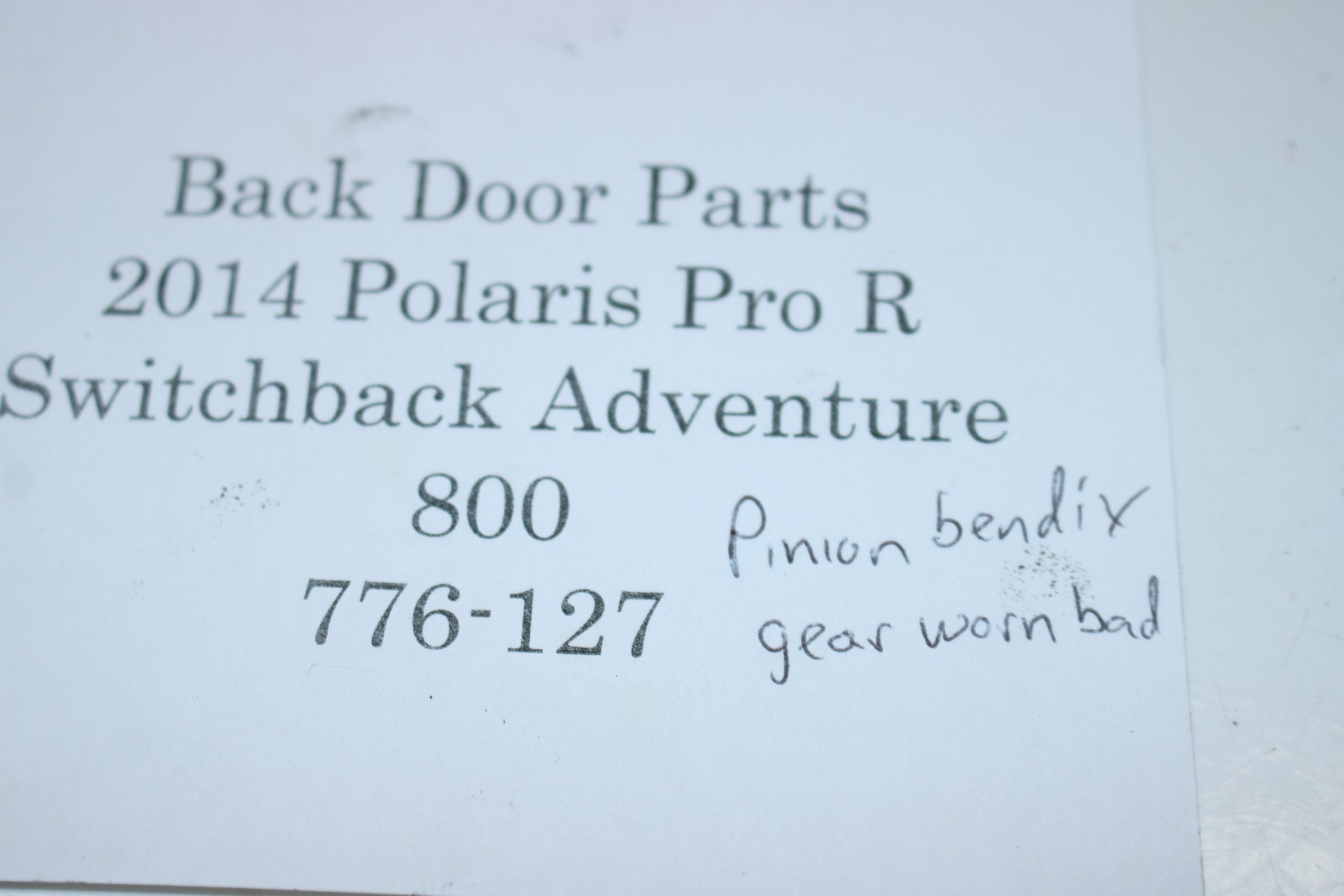 2014 Polaris Switchback Adventure 800 Pro R Electric Start Assembly Gear Wiring