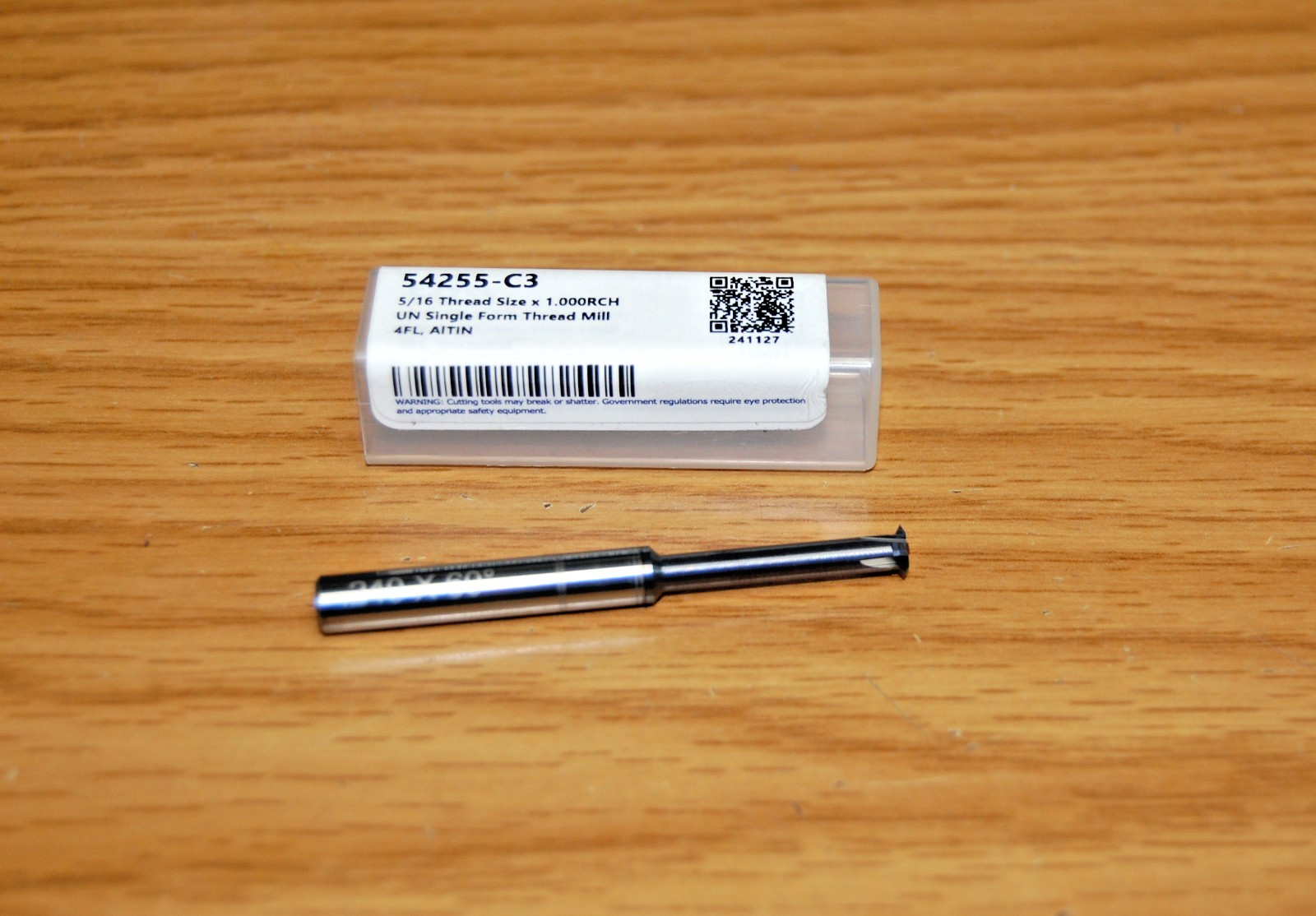 THREAD MILL CUTTER .2400" THREAD SIZE 5/16" 4 FLUTE CARBIDE C3 HARVEY# 54255-C3