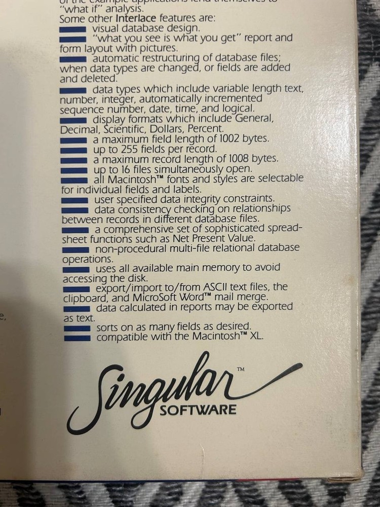 Interlace Information Manager Macintosh Software Complete Boxed w/ Disks