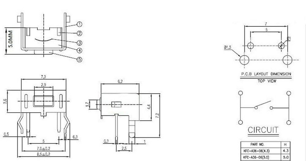 50Pcs Momentary Tactile Tact Push Button Switch Right Angle 2 Pin 3x6x5mm