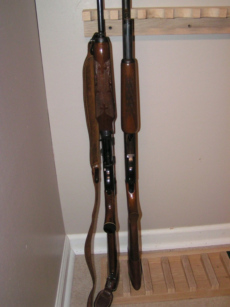 20 gun - wood closet gun rack with floor base- Solid Oak