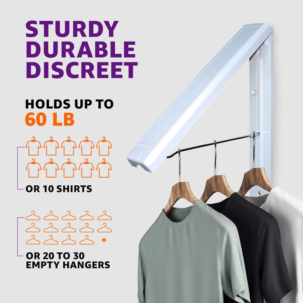 InstaHanger Clothes Drying Rack - Wall Mounted Laundry Drying Rack for Small
