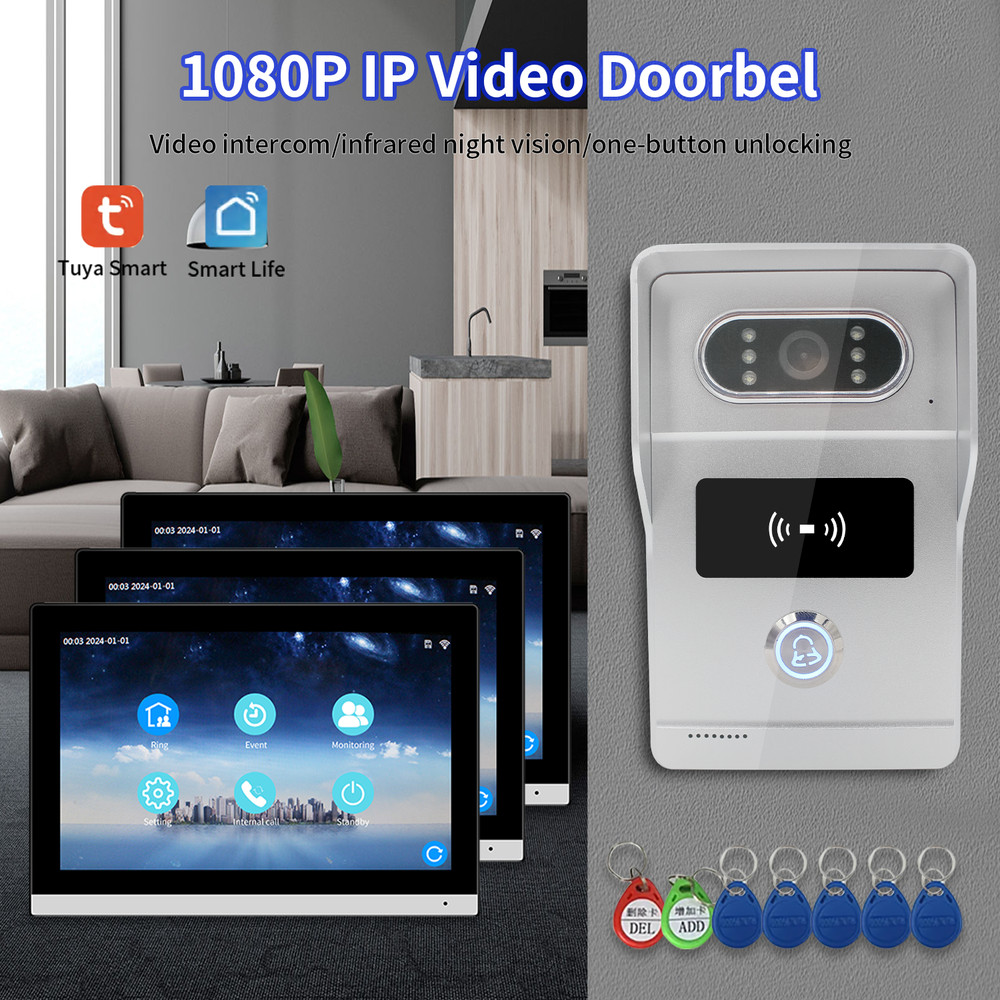 IP Network Video Intercom System for Multi-Unit Residences, 1080P HD Wired Door