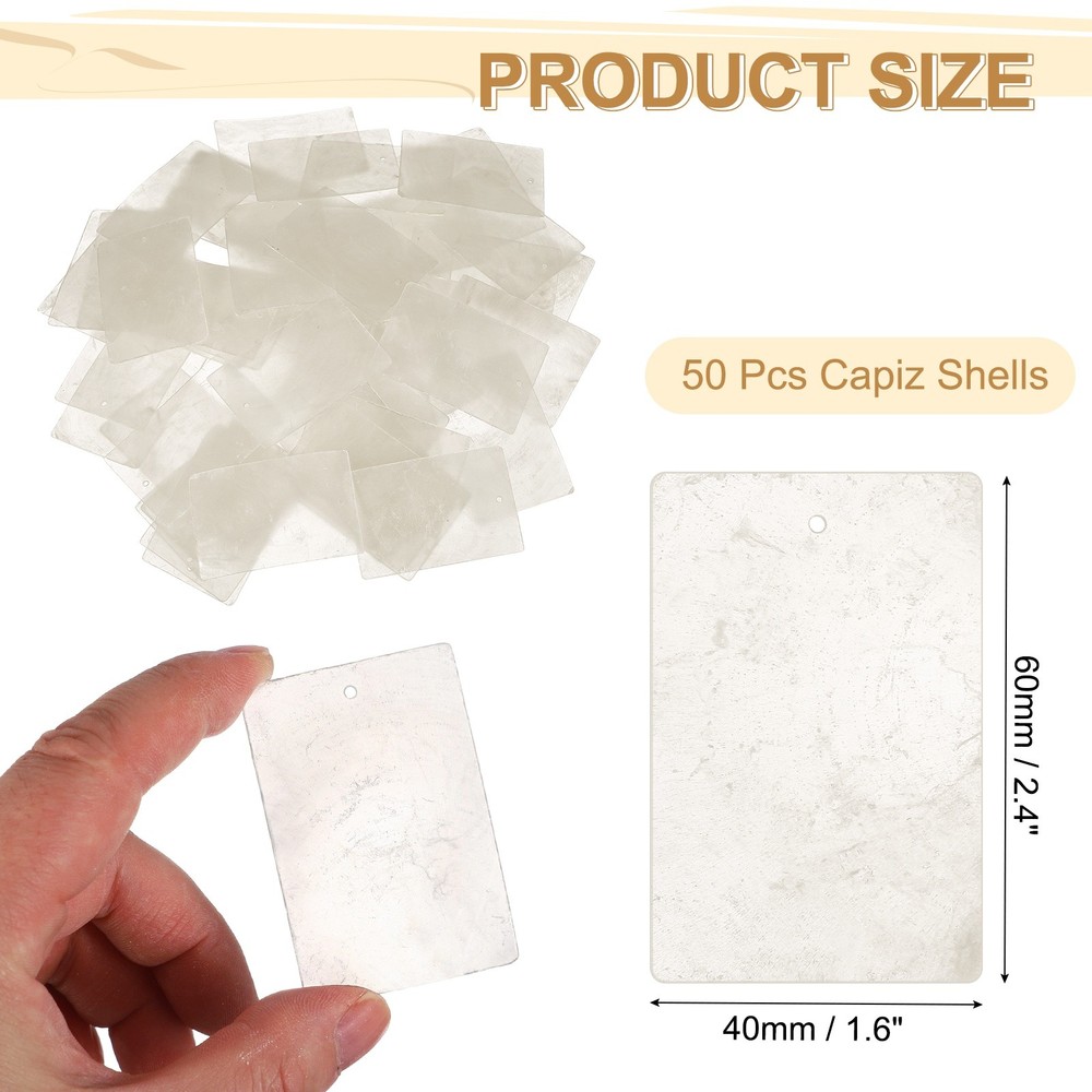 50 Pcs Capiz Shells 1.6" x 2.4", Single Hole