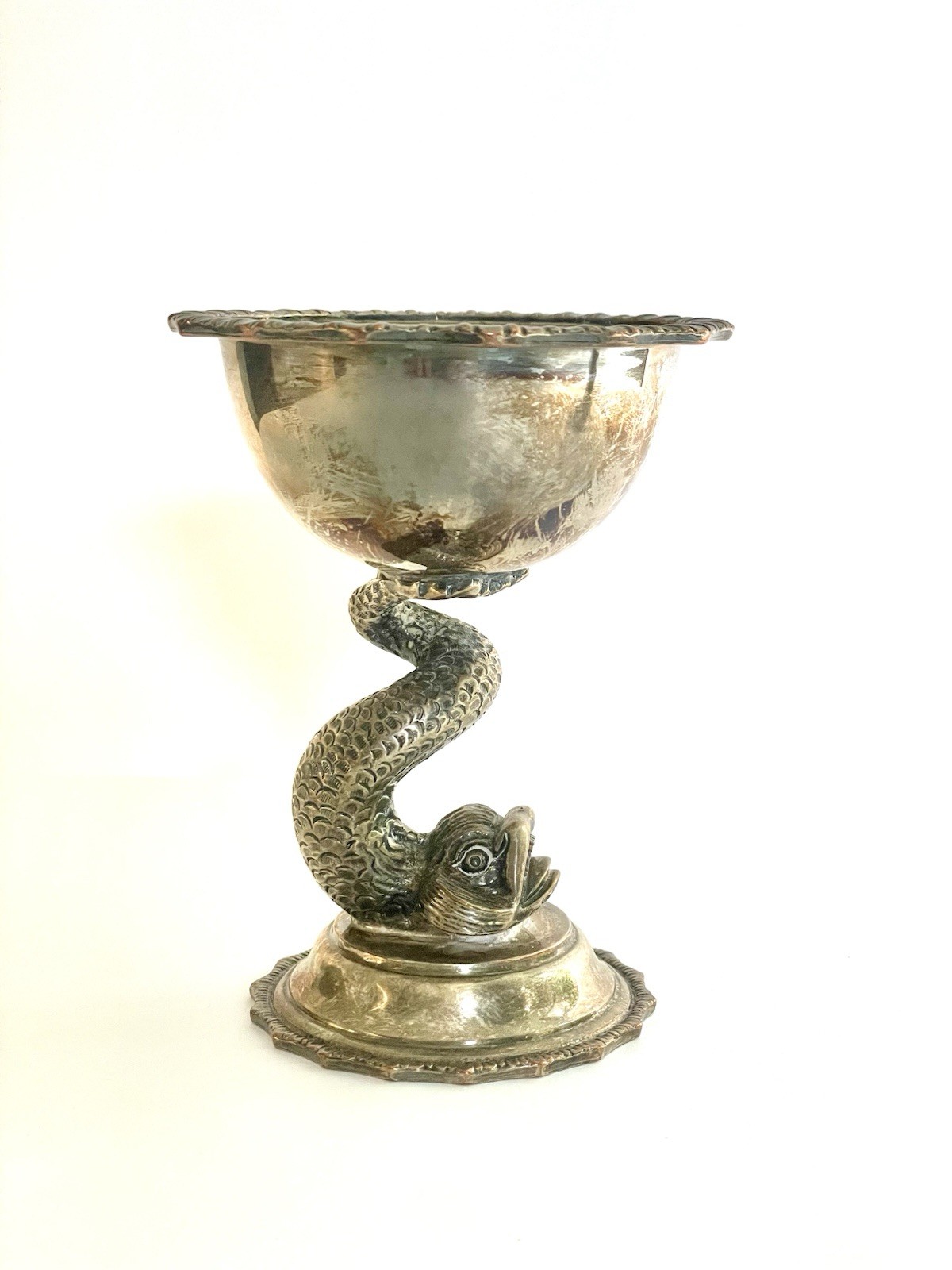 Antique Pair Barker Ellis Dolphin Compotes English Silver Plate Victorian