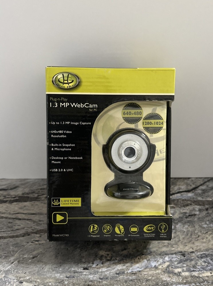 Gear Head USB 2.0 Quick 1.3 MP Web Cam, Built In Snapshot & Microphone PC