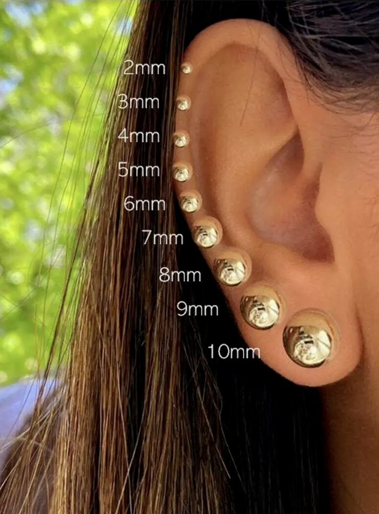 Ball Stud Earrings Pair 14k Gold Plated