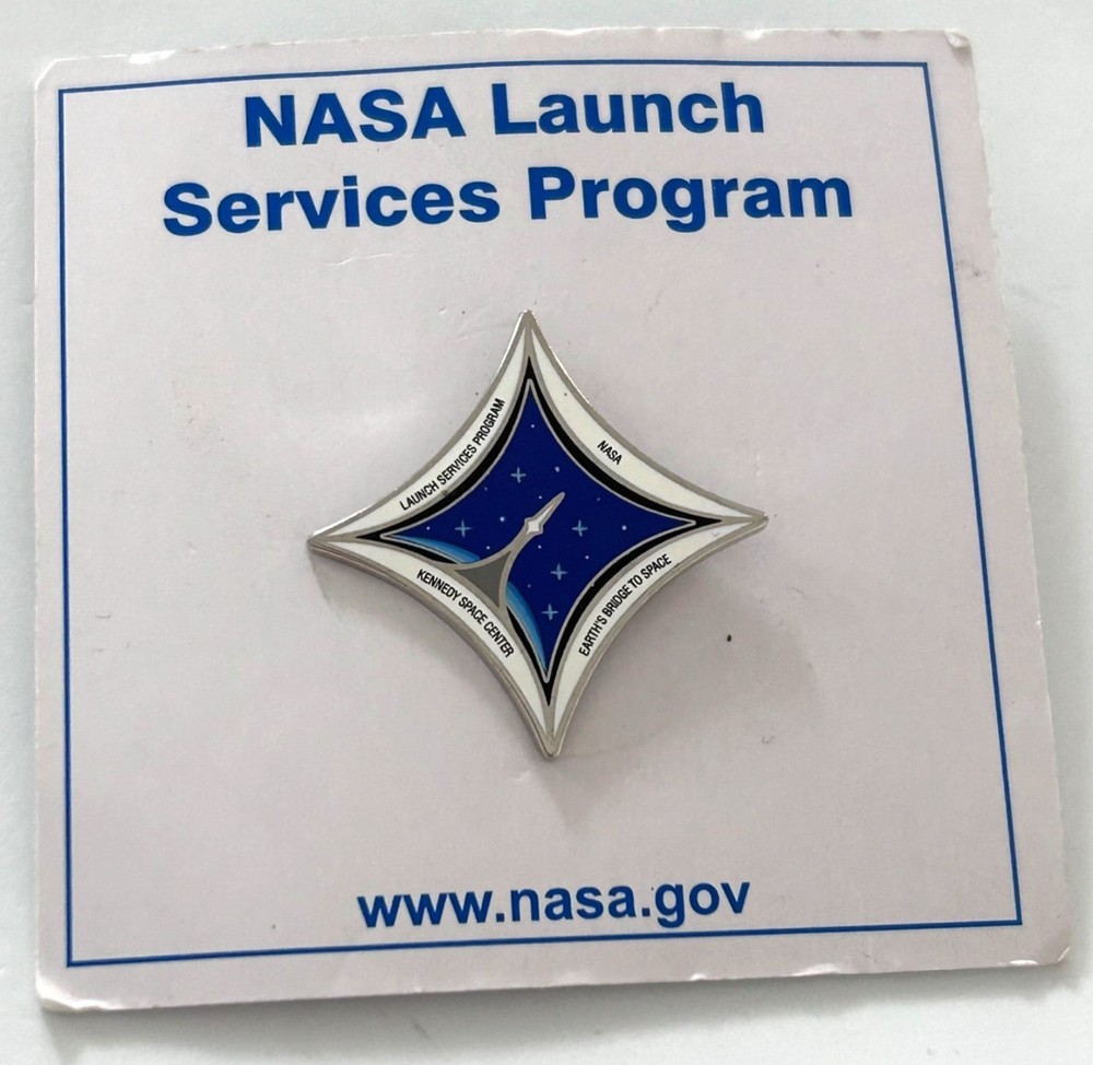 NASA Launch Services Program Logo Lapel Pin Spaceship Rocket