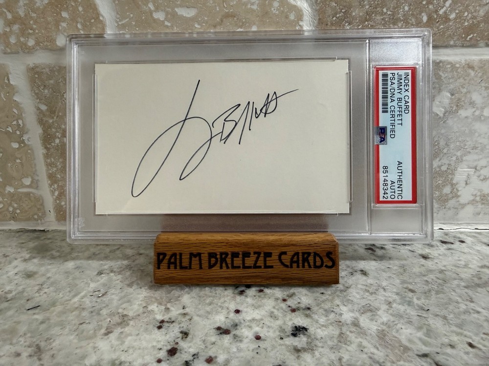 Jimmy Buffett - Index Card - Signed - PSA Authentic