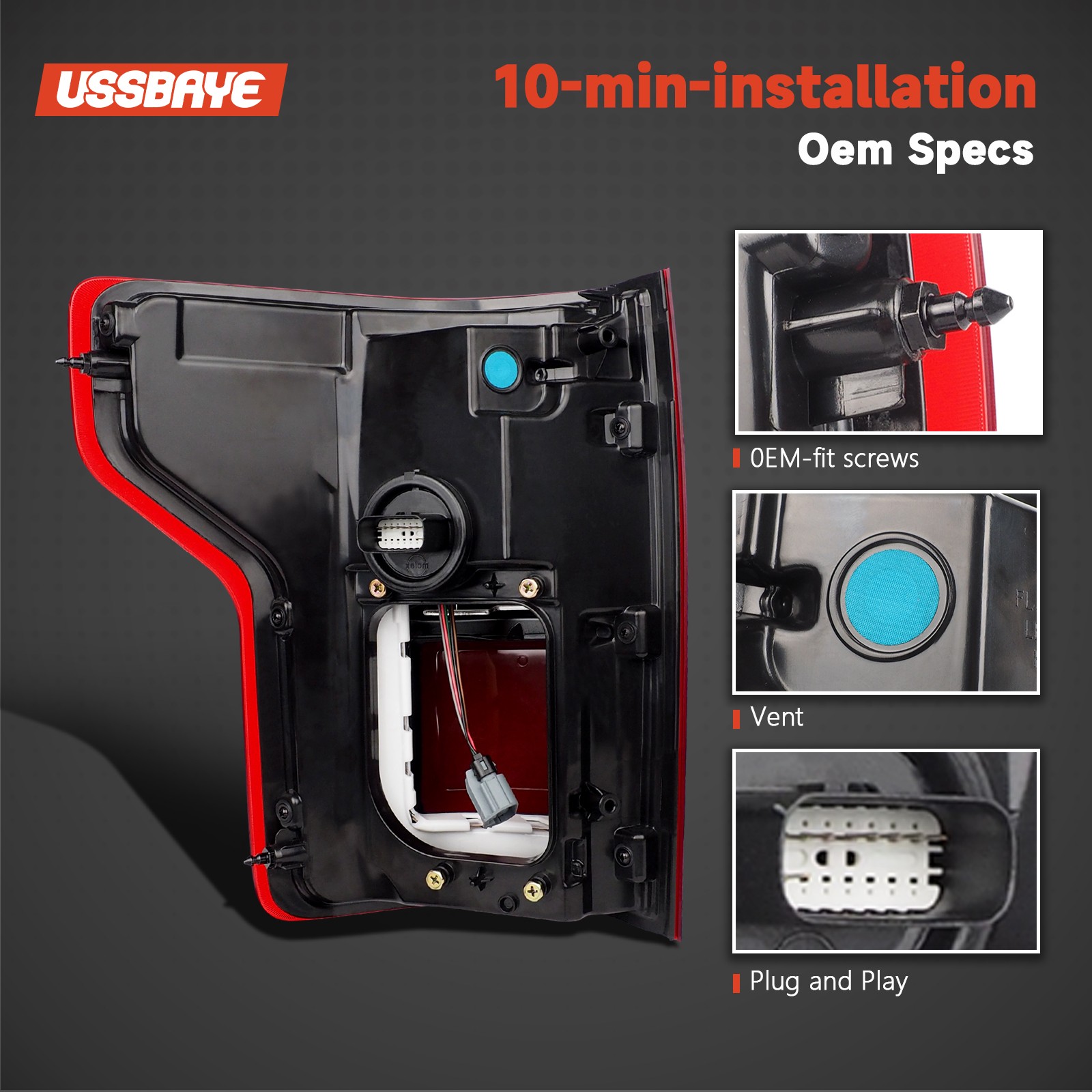 For 2017-2019 Ford F-150 Raptor LED Tail Light w/ Blind Spot Red Black Right