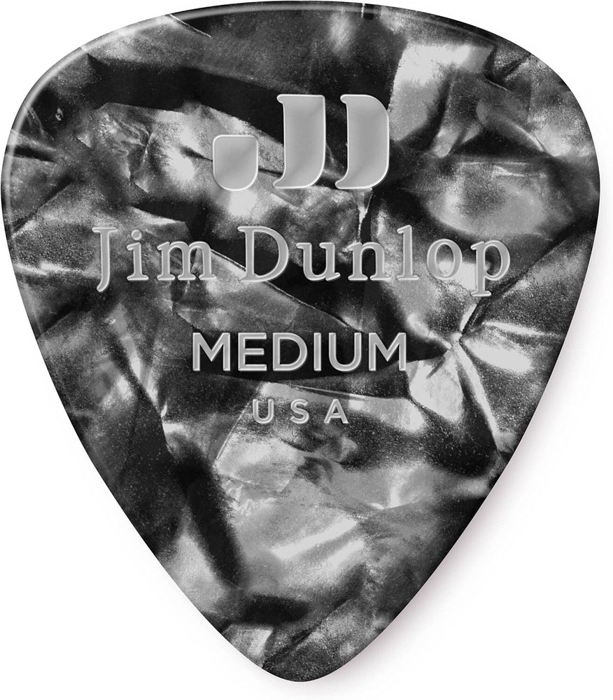 Jim Dunlop Guitar Picks USA 483R02MD Celluloid, Black Pearloid, Medium, 72 count