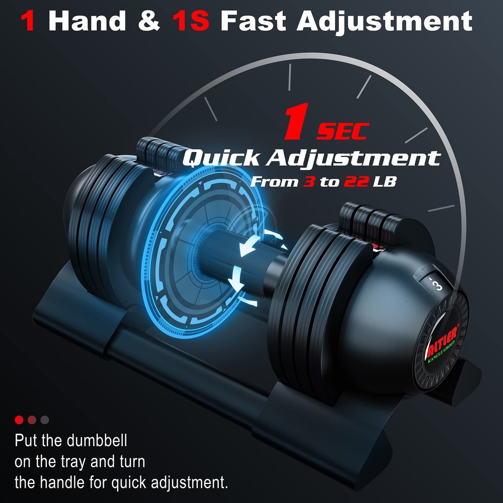 Adjustable Dumbbell Set 22lbs pair adjustable dumbbell- Perfect for Strength ...