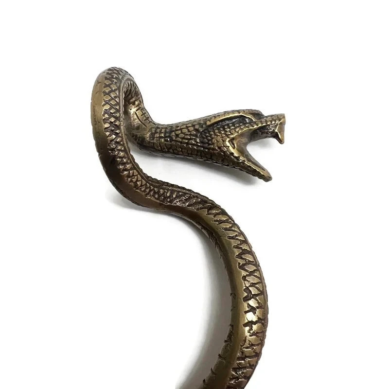 2 Heavy Curly Snake Solid Brass Door Handles 7" (18cm) Handmade Antique Pull Set
