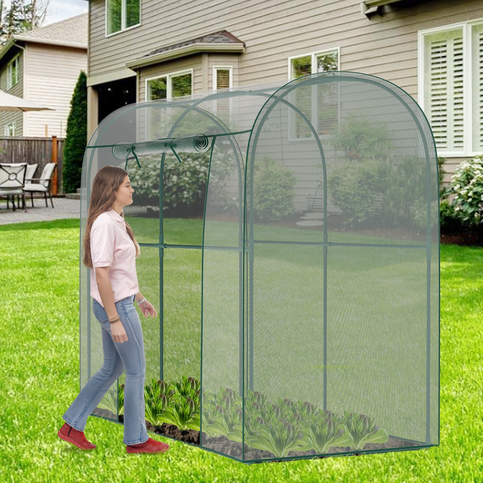 12x4x6FT Walk-in Mesh Crop Cage Plant Cover Protection Tent For Vegetable