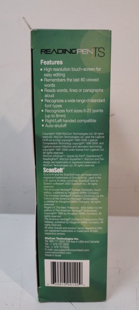 Wizcom ReadingPen TS Text reader ( Personal Reading Assistant With Touch screen)
