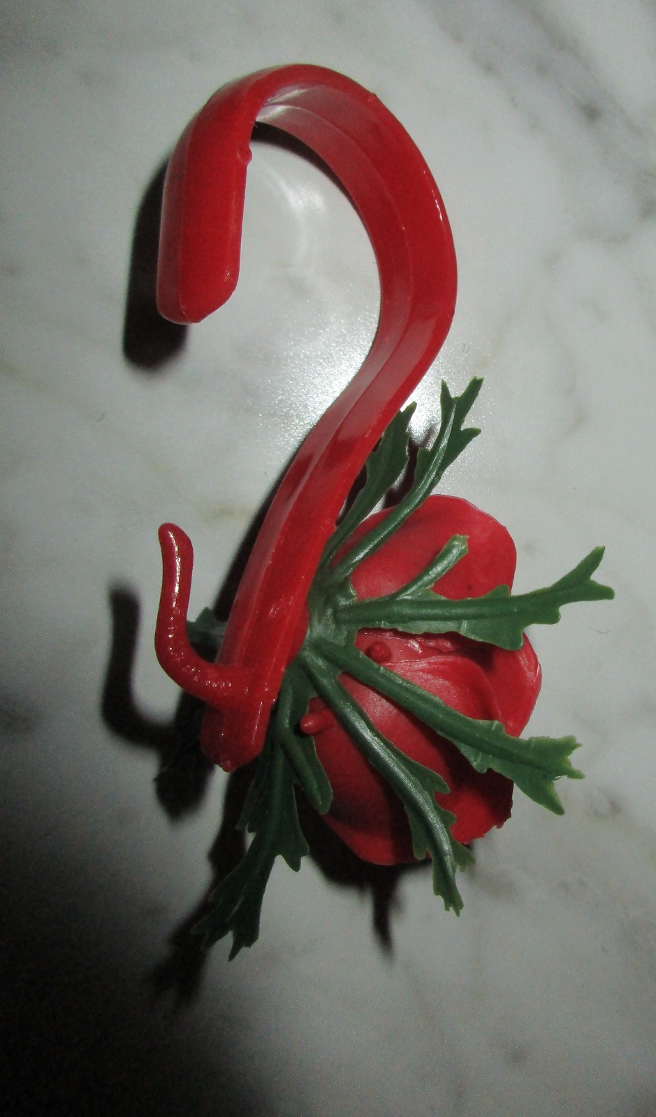 12 Vintage Plastic Shower Curtain Hooks w/ Red Roses