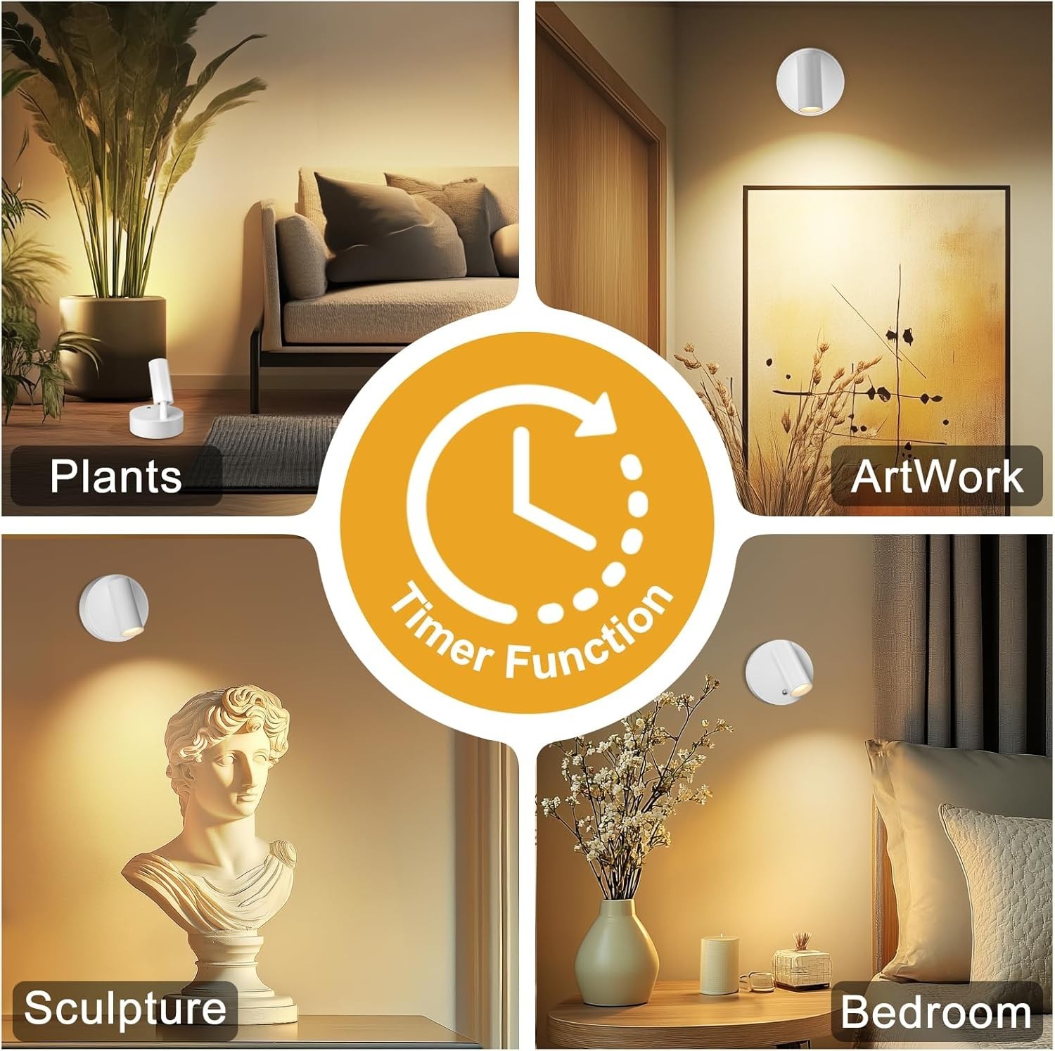 Rechargeable Remote Spot Lights with Timer Dimmable Battery Operated Uplighting