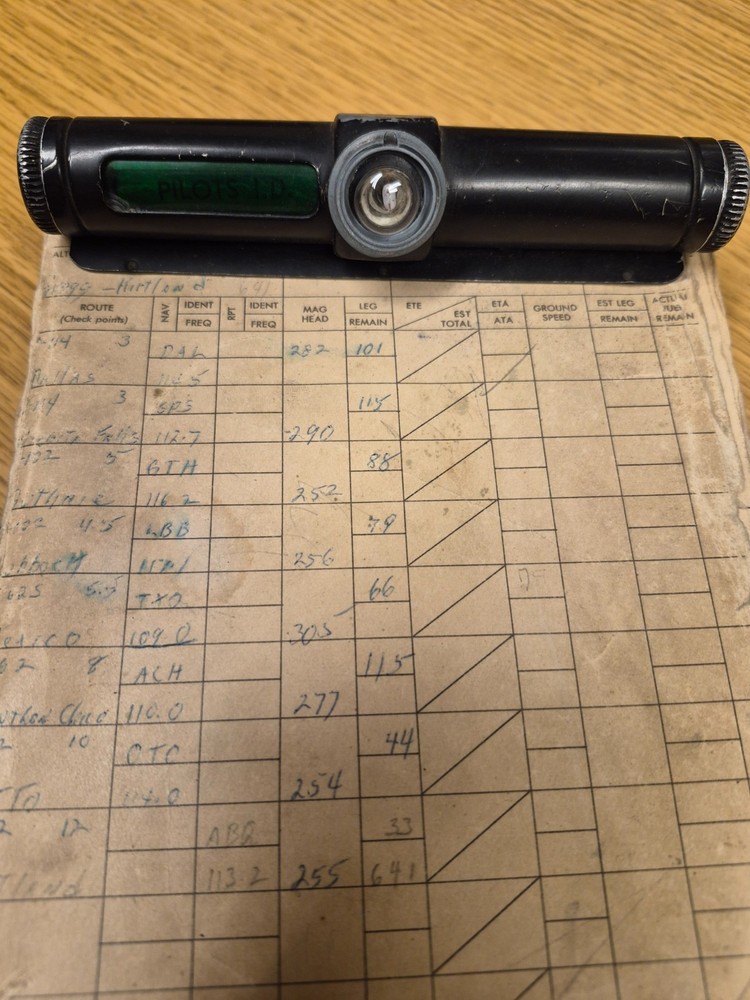 WWII US Army Air Force Fighter Pilot Clipboard and Flight Log Built in Light WOW