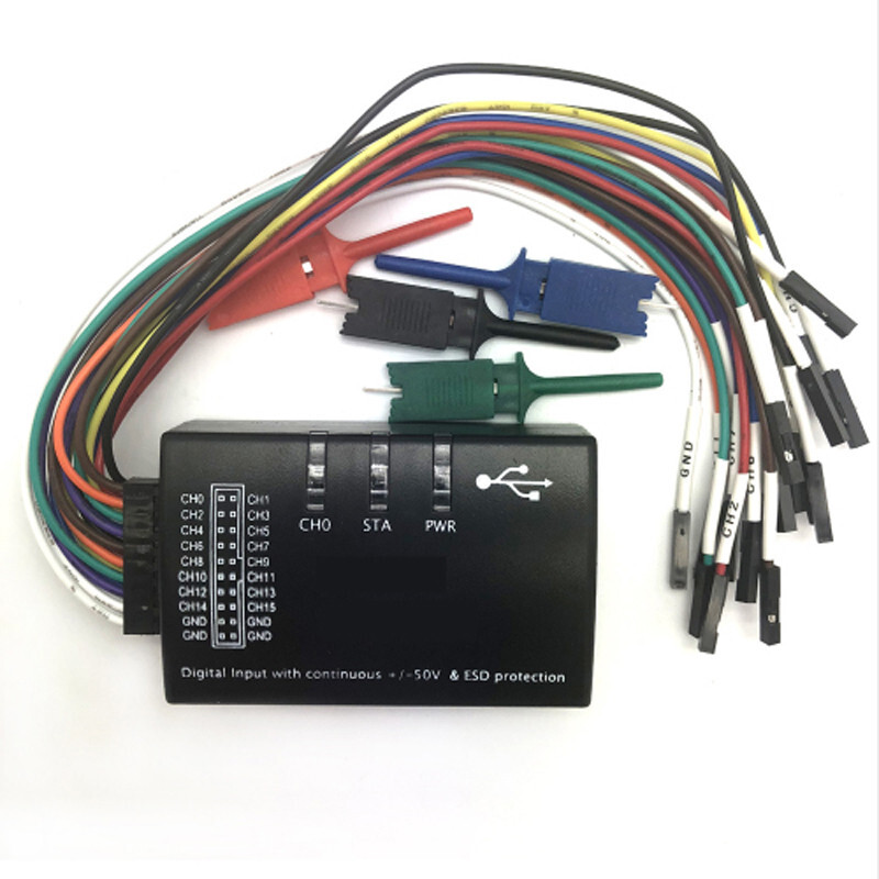 Mini 16 Logic Analyzer USB 100M Sample Rate 16CH Support 1.2.10 Software