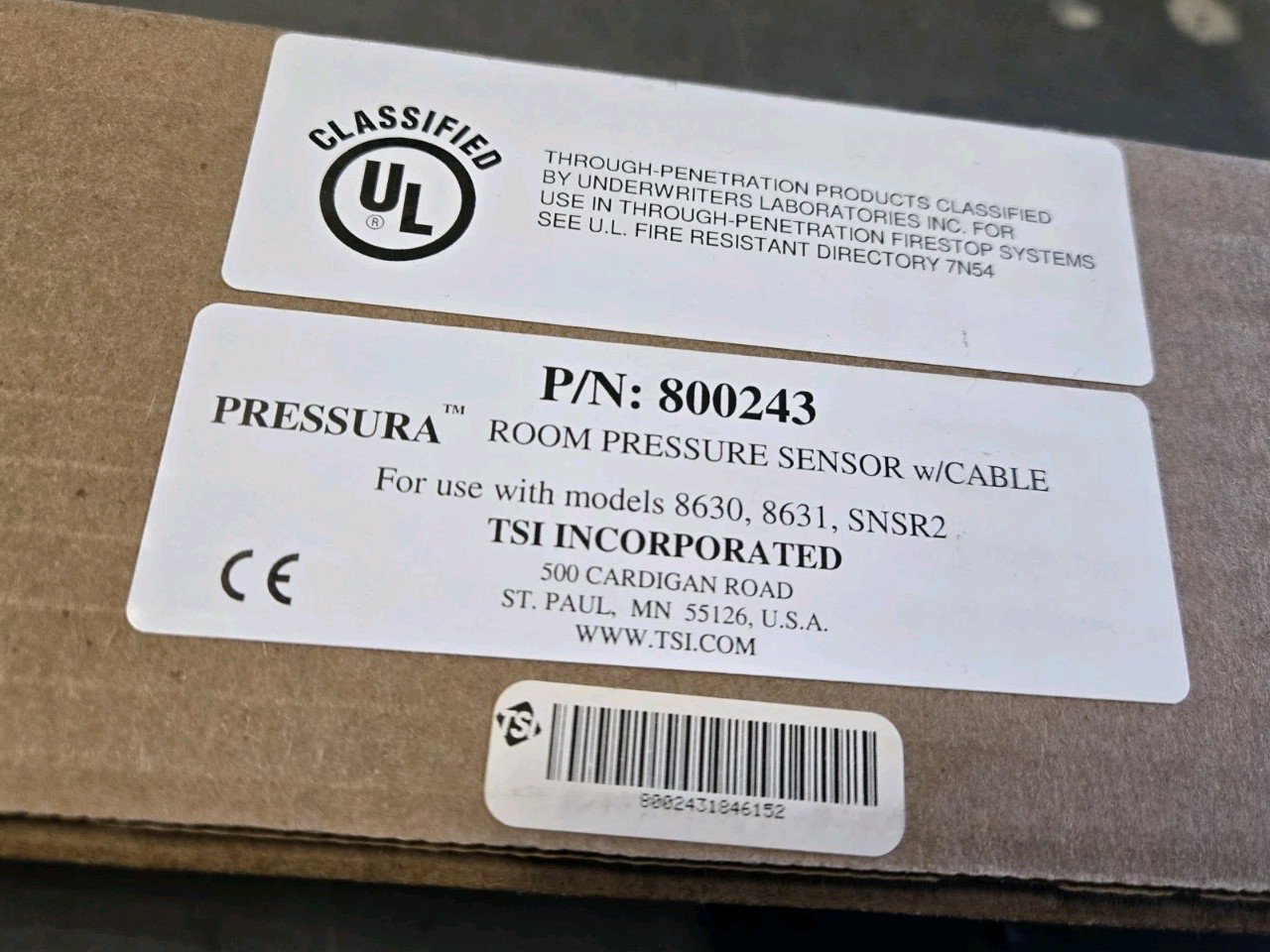 *New* TSI Pressura 800243 Room Pressure Sensor W/ Cable