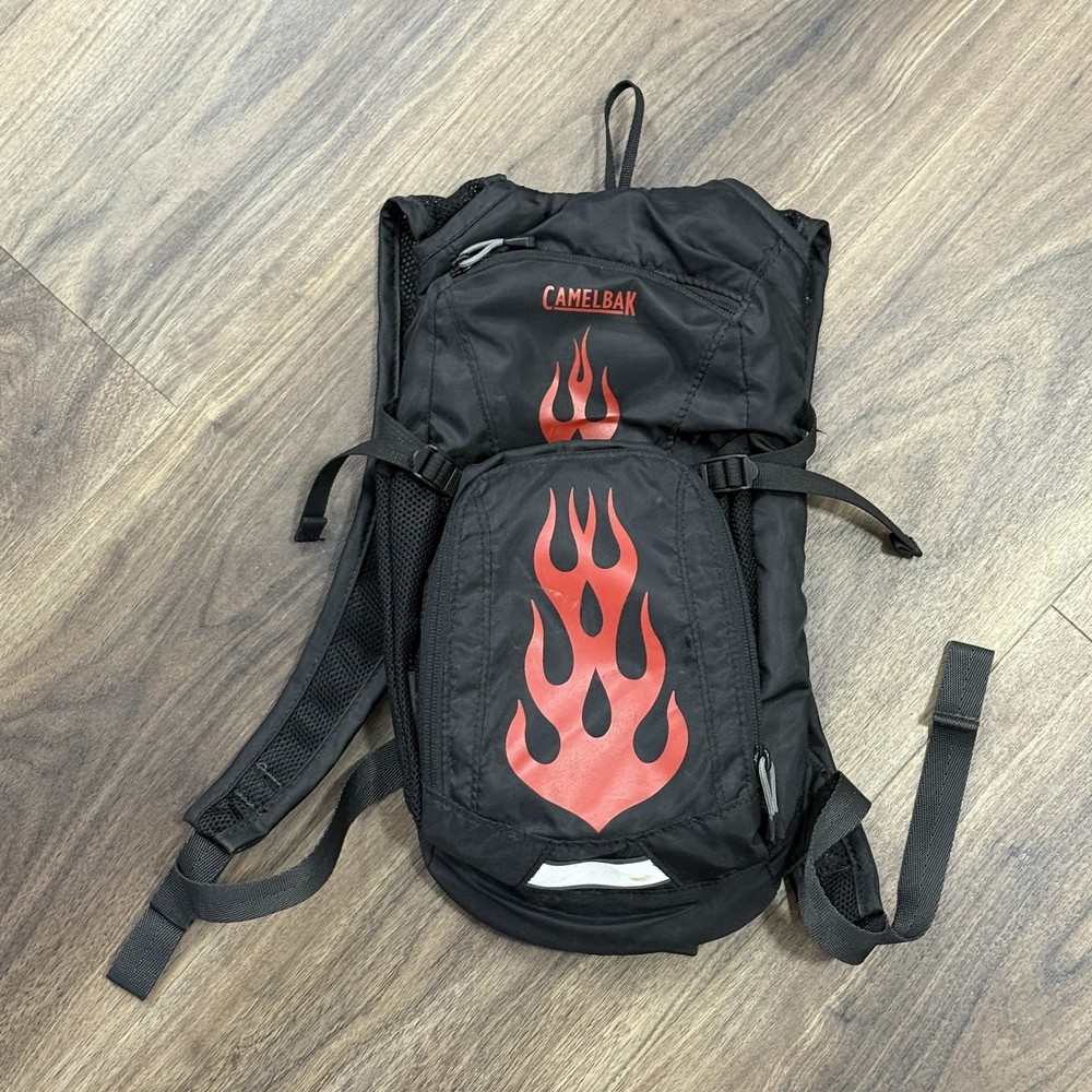 Camelback Mini Mule Hydration Backpack Black with Red Triple Flames (No Bladder)