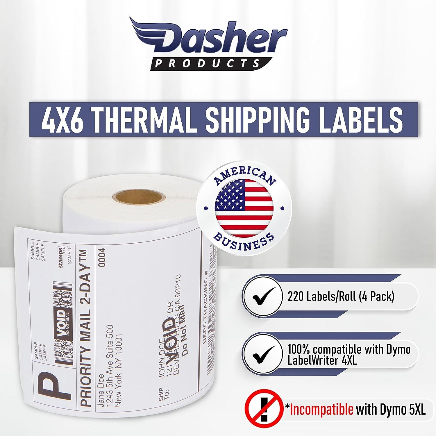5-200 Rolls DYMO 4XL Direct Thermal 4"x6" Shipping Labels 4x6 1744907 220/Roll