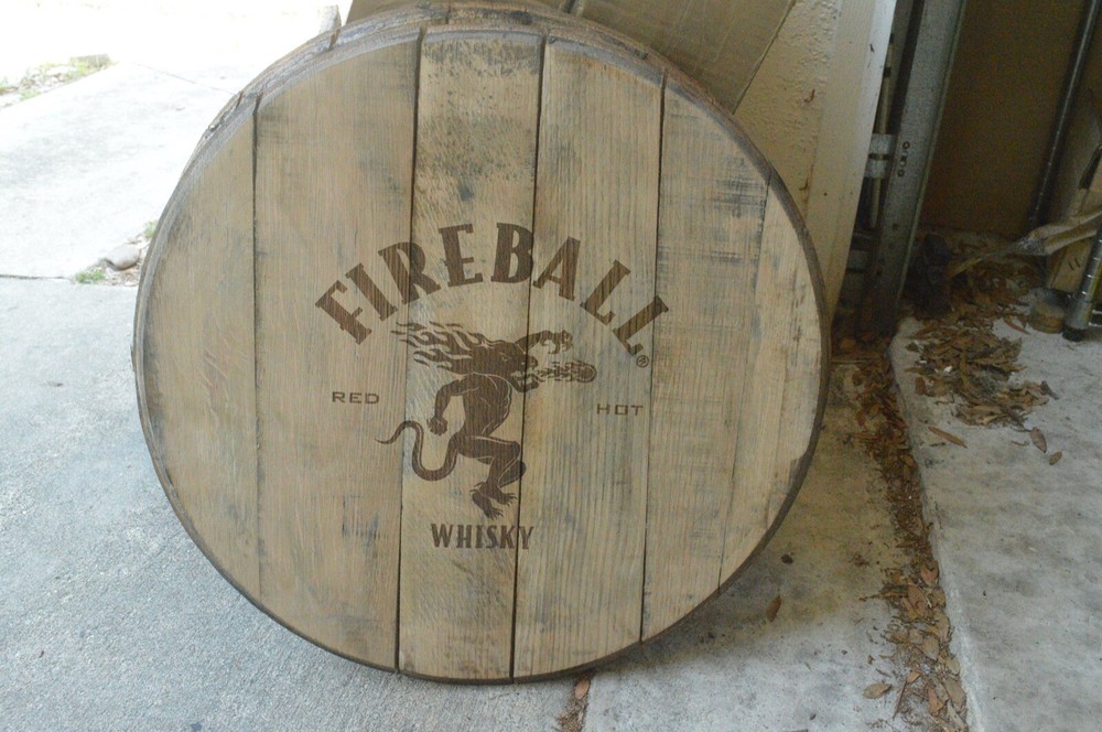 Fireball Whisky On A Barrel Head/Lid