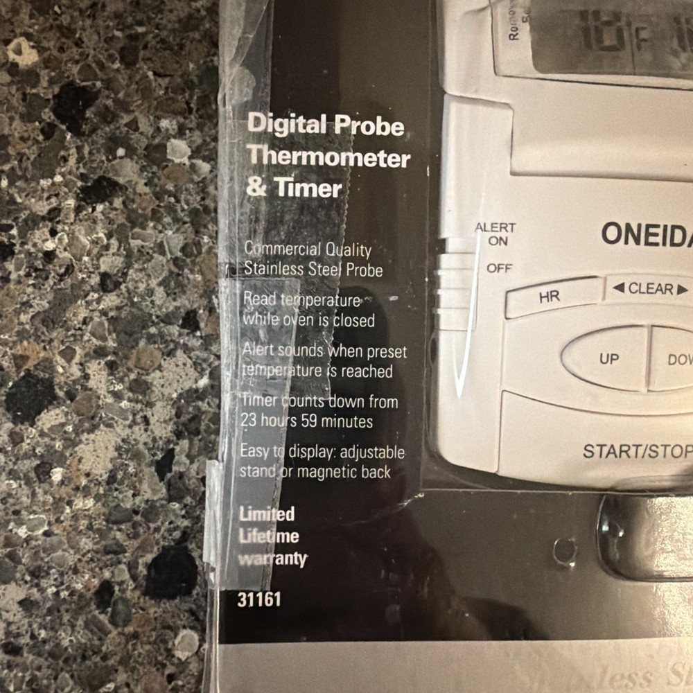 ONEIDA Digital Probe Oven Thermometer and Timer #31161 White - NEW OPEN BOX