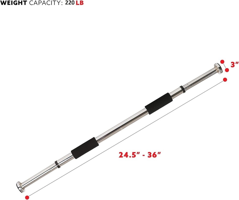 Chrome Adjustable Pull Up Bar - Comfortable Grip for Effective Home Workouts