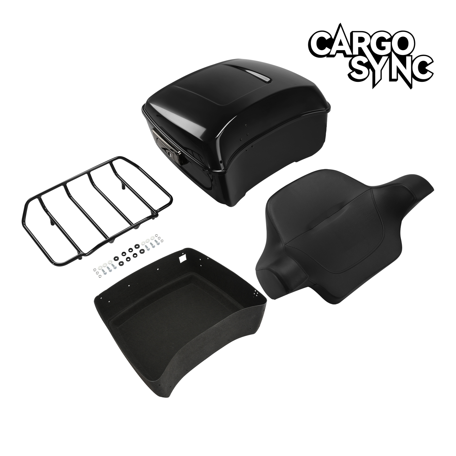 13.7“ King Trunk with Wrap Backrest Mount Rack Fit For Harley Touring '14-25