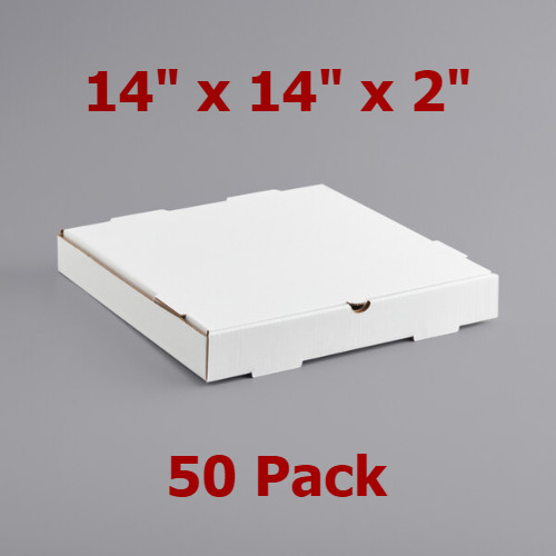 14" x 14" x 2" White Customizable Corrugated Plain Pizza Box - 50/Bundle New