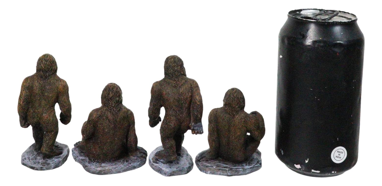 Set of 4 Forest Mythical Creature Sasquatch Big Foot Cryptid Apes Figurines