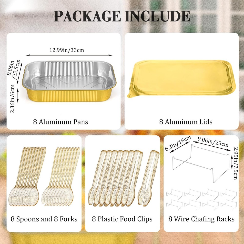 Maxcheck 8 Sets Disposable Chafing Dishes Buffet Set Chafer Wire Racks Buffet...