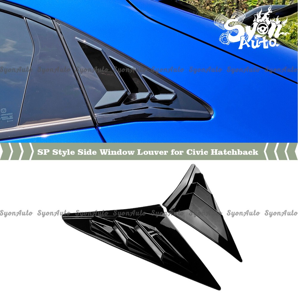 FITS 2017-2021 HONDA CIVIC HATCHBACK GLOSSY BLACK JDM SIDE WINDOW LOUVER VENT