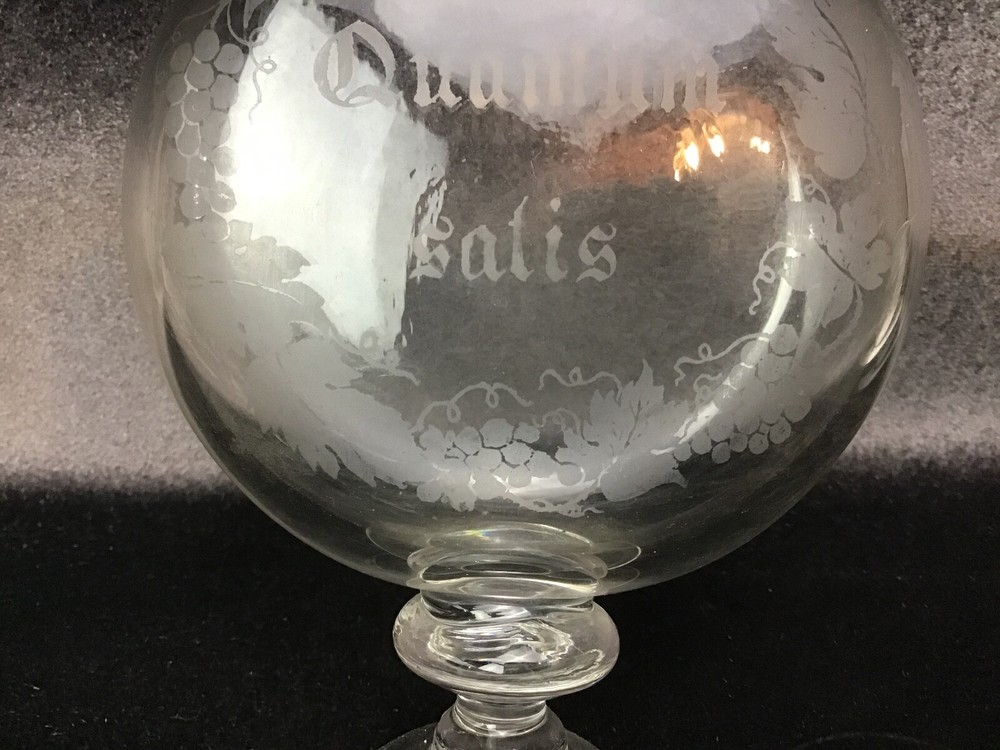 Antique Quantum Satis Wine Tasting Bottle Latin "Just Enough"