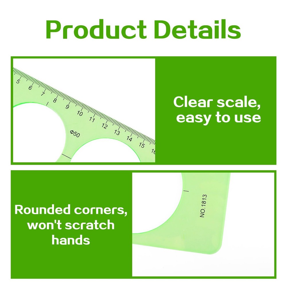 Circle Template for Drawing Drafting, 4Pcs Plastic Circle/Oval/Triangle Shape