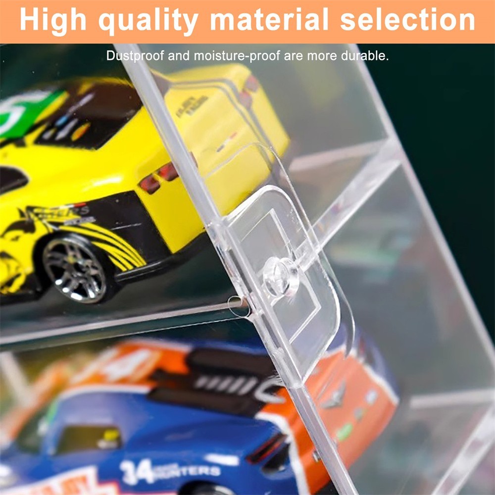 Car Display Case For 1/64 Hot Wheels Storage 8 Cars With Locking Latch Stackable