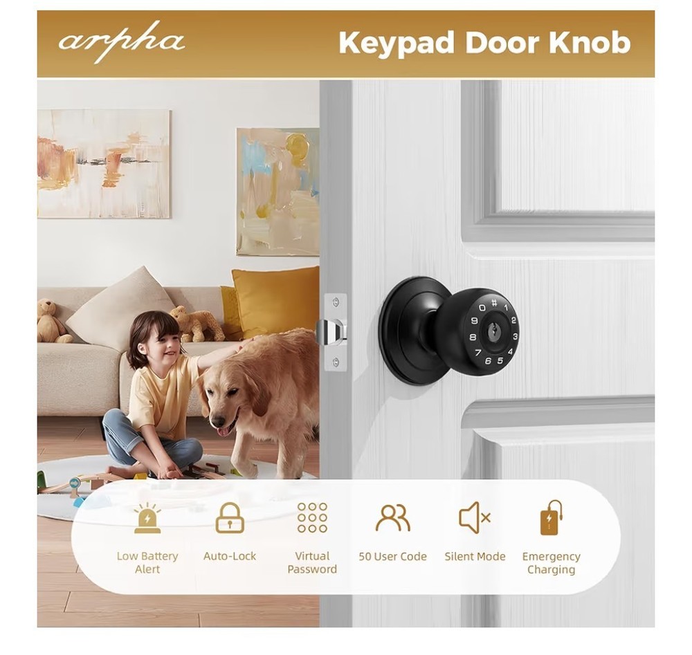 Arpha D160 Keyless Entry Door Lock with App Control One-Time Code Anti-Peeping