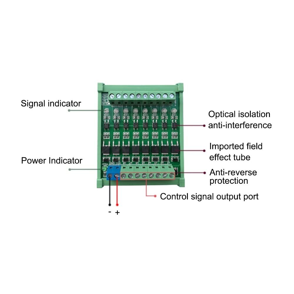 8Channel PLC Amplifier Circuit Board DC 3.3V/DC 5V Optocoupler Module System