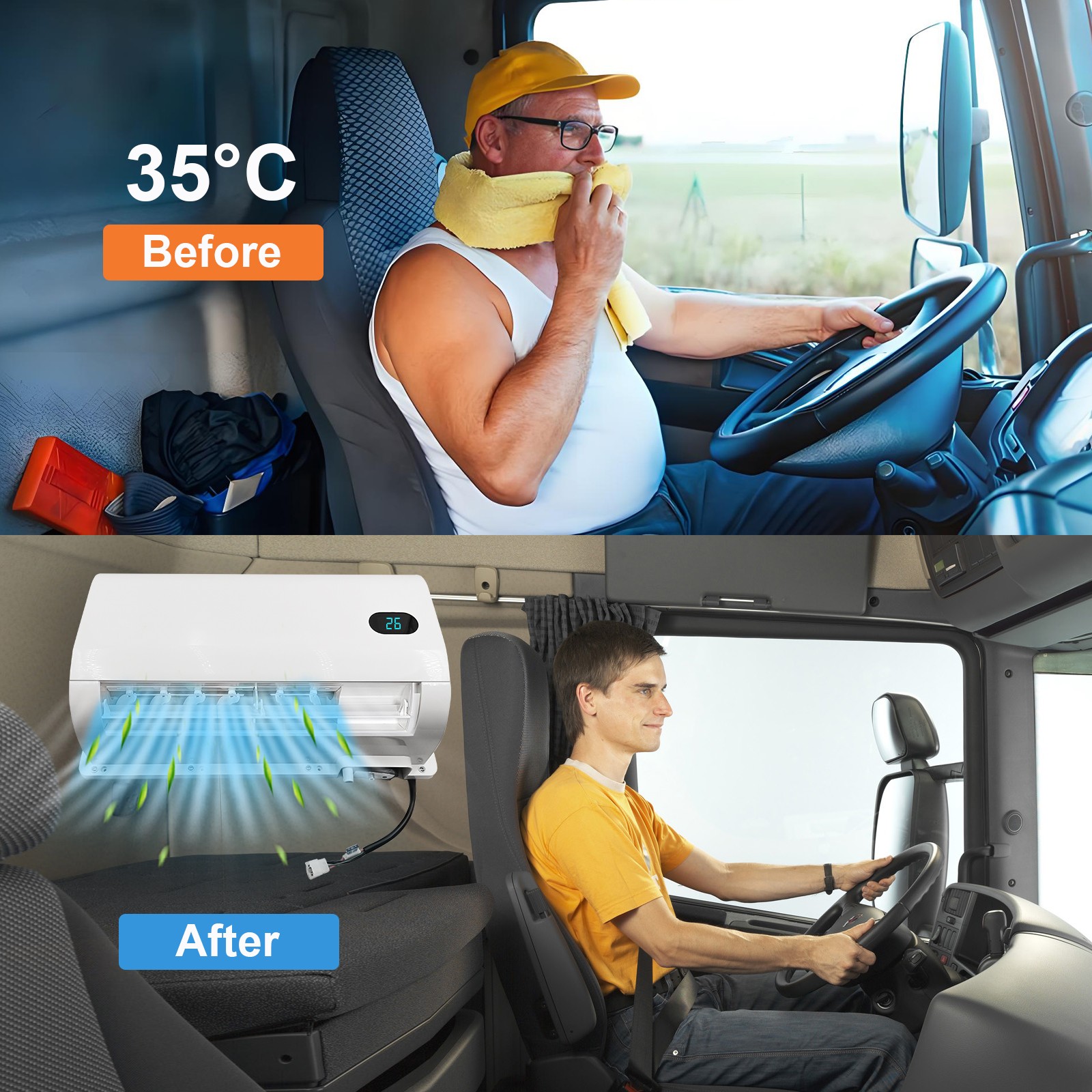 Universal 24V 12000 btu Split Cooling Cab Air Conditioner For Truck RV Caravan