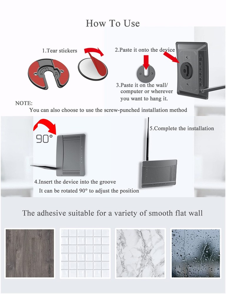 NOTMBESTM Universal Tablet Wall Mount Adjustable 90 Degrees Rotating Black