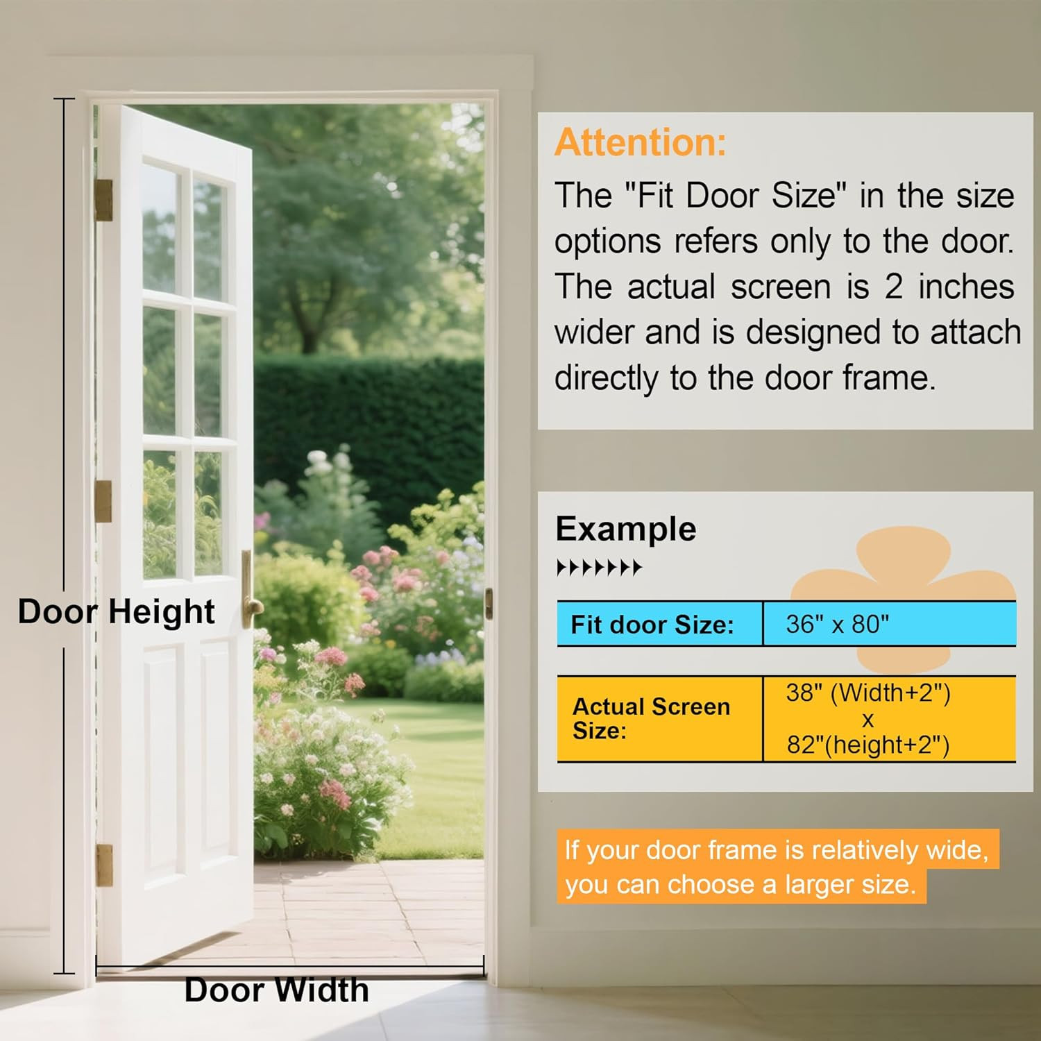 Magnetic Screen Door Mesh 38" X 82" - Fits 36" X 80" Door Size, Works for Patio,