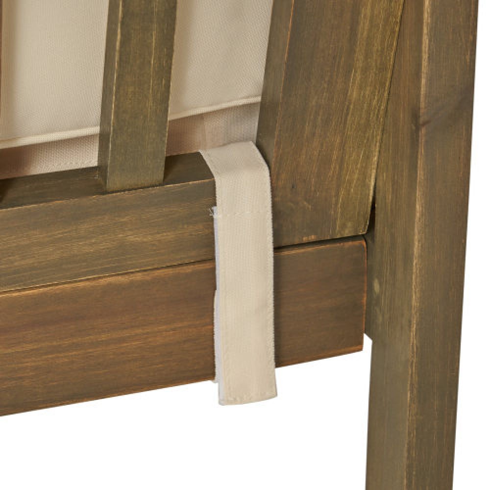 Acacia Wood Outdoor Club Chair Set w/ Side Table, Cream & Gray Cushions