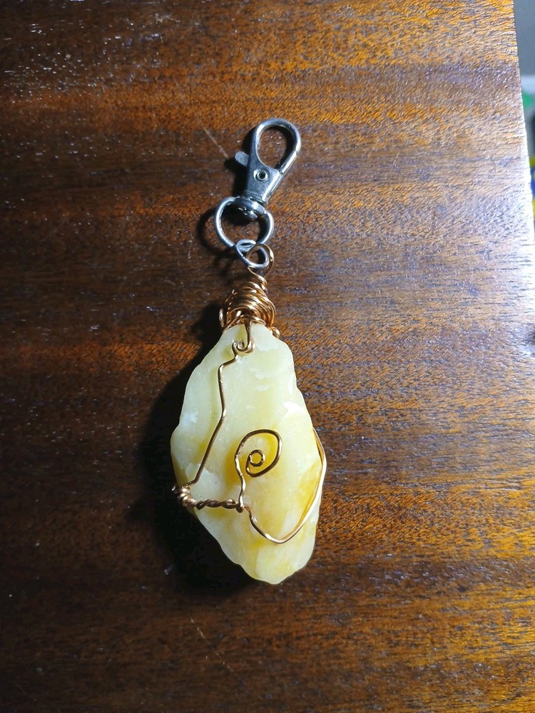 Copper wire wrapped Orange Calcite