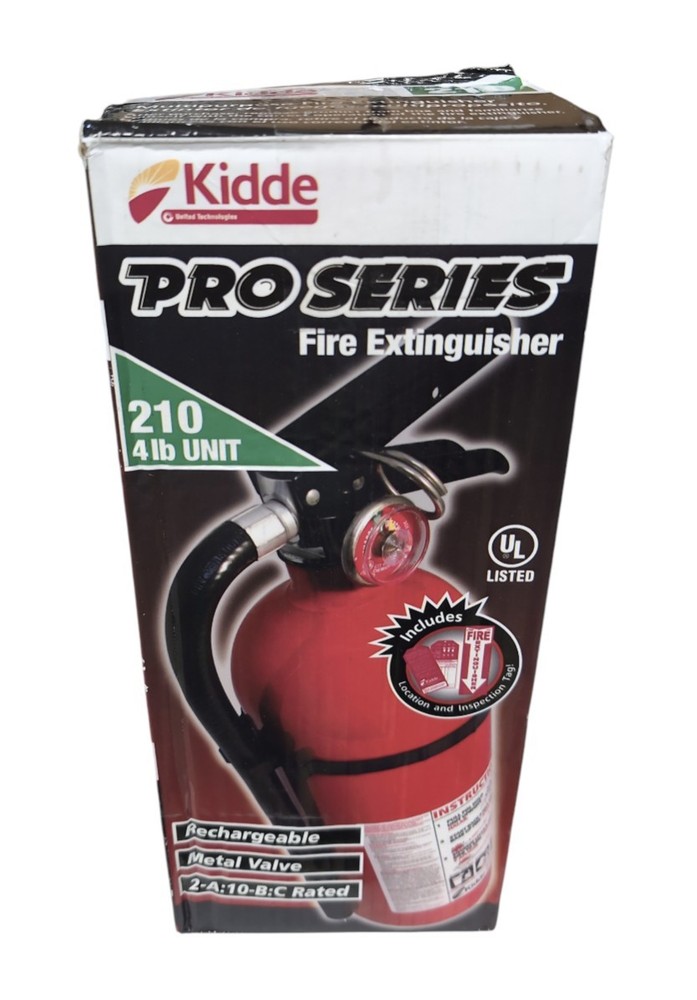 Kidde Pro 210 2A:10-B:C Fire Extinguisher, Rechargeable, Multi-Purpose, 4 lbs