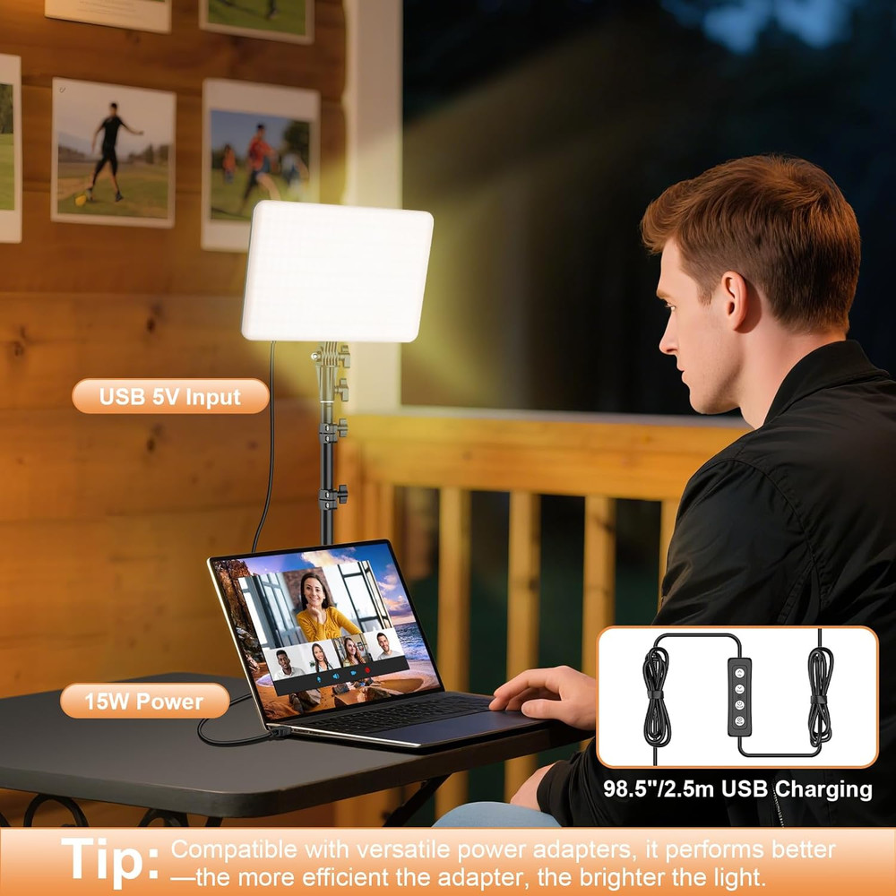 LED Video Light Kit with Tripod, Dimmable 15W Studio Lighting for Content Creati