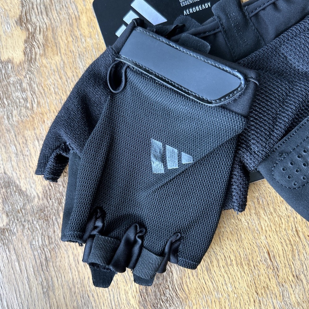 Adidas Essential Fingerless Workout Training Gloves Black Large Adjustable