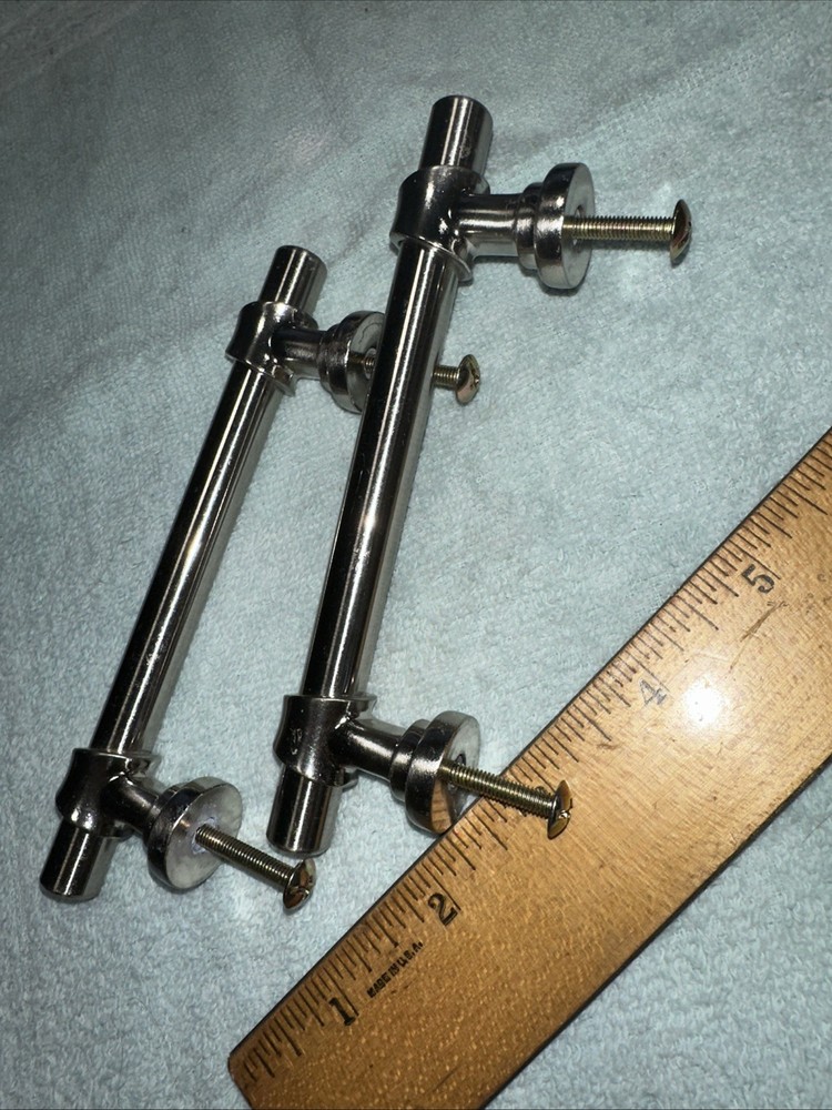 2 Vintage Chrome Drawer Pulls High Quality Pulls Elegant Look