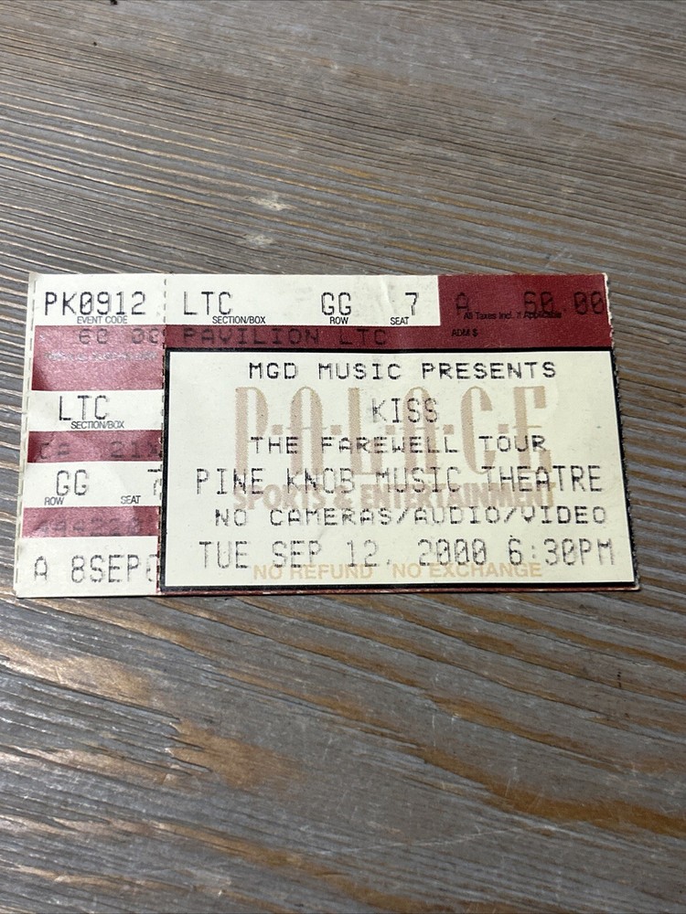 KISS Farewell Tour Show Detroit Pine Knob Theater Sep 12 2000 Concert Ticket